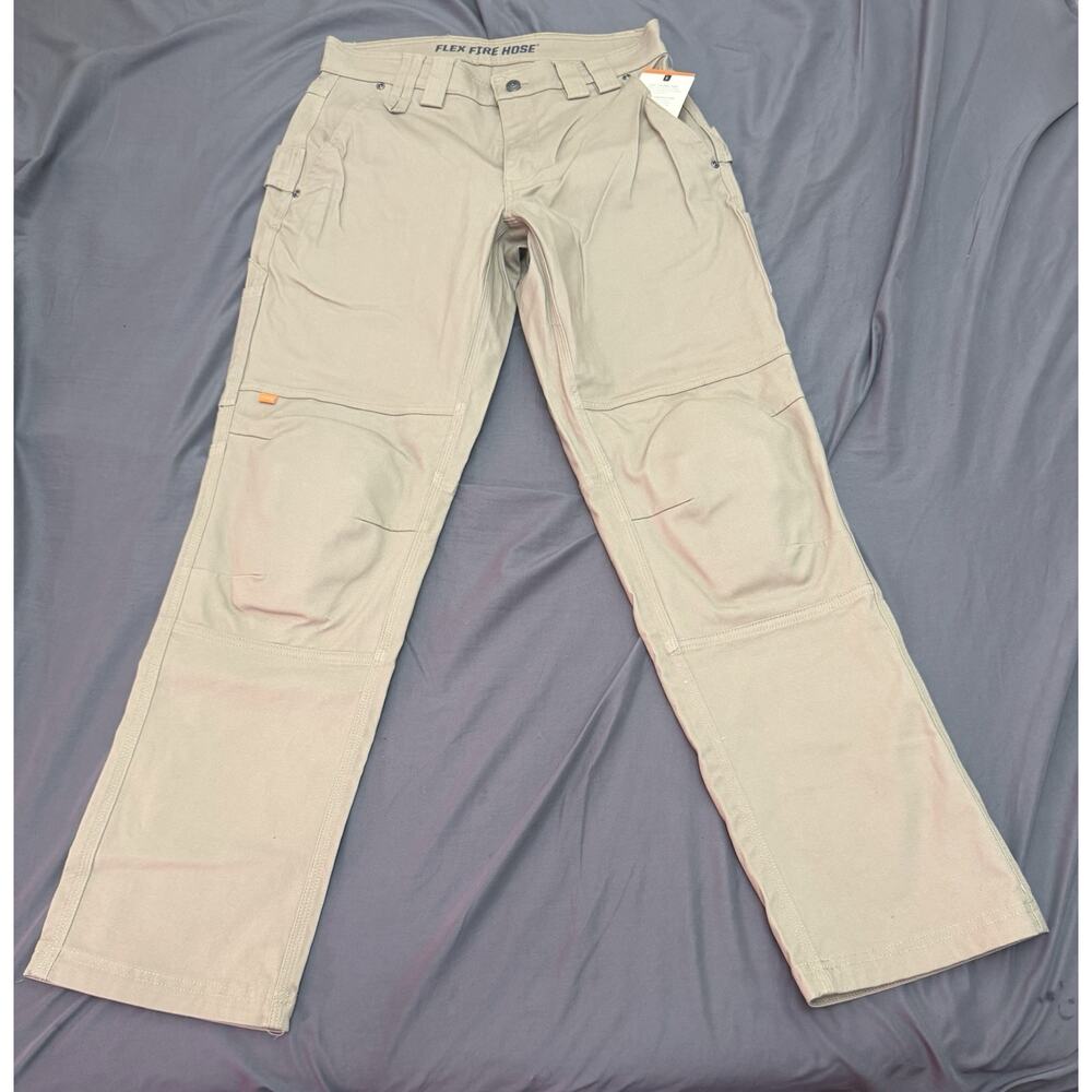 Duluth Trading Flex Fire Hose Harmo-Knee Work Pants 32x32 Khaki Carpenter NWT